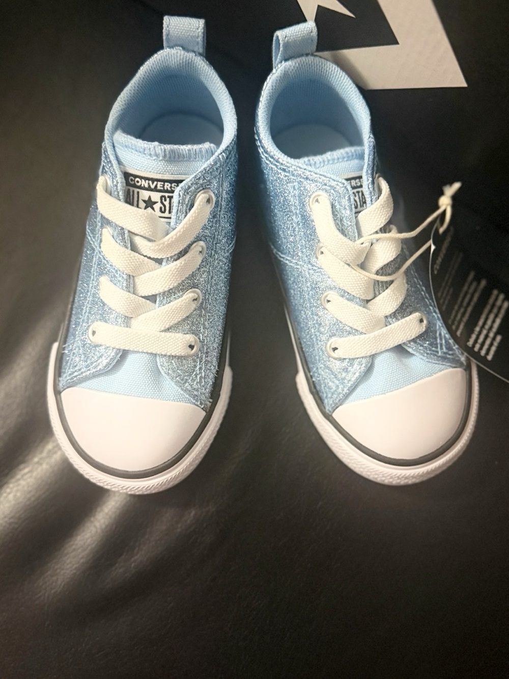 Converse Kids Light Blue Glitter High-Top Sneakers with White Toe Cap